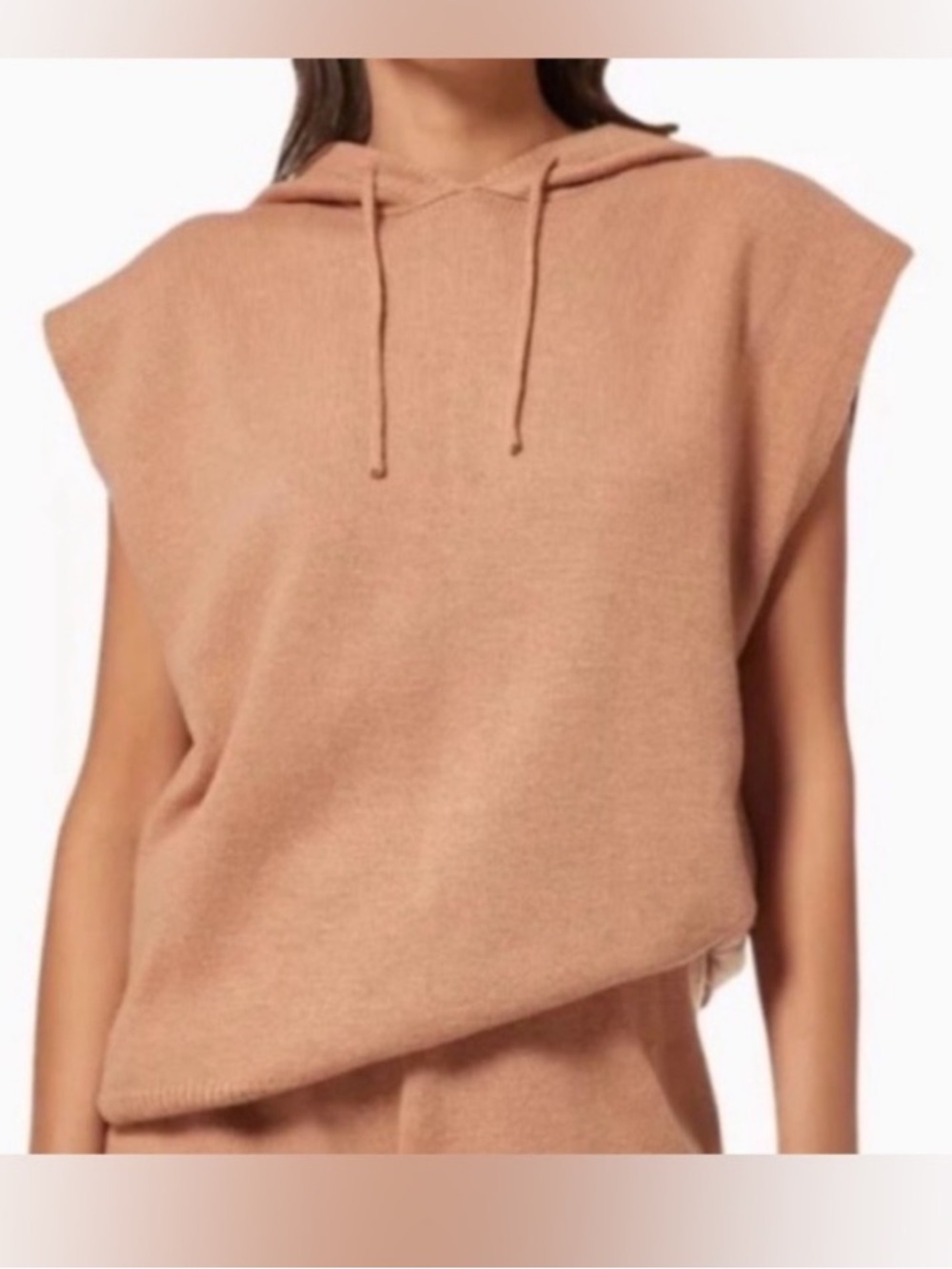 Fate Pink Hooded Sleeveless Knit Sweater Vest Size M